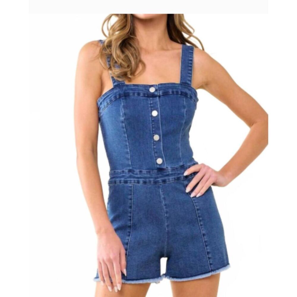 Saints & Hearts Caroline Denim Romper Size Small NEW with Tags